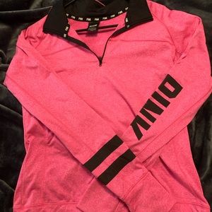 Pink half zip pull over